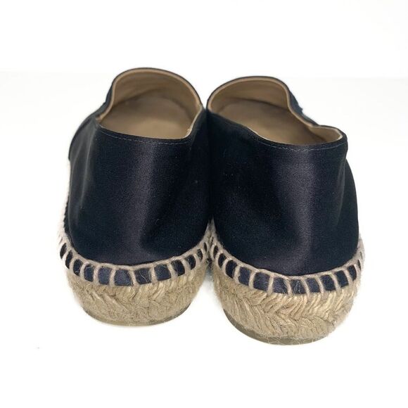 Chanel Satin CC Espadrille EU 38 US 7-7.5 Black Slip On Cap Toe Grosgrain Flat - Picture 12 of 13
